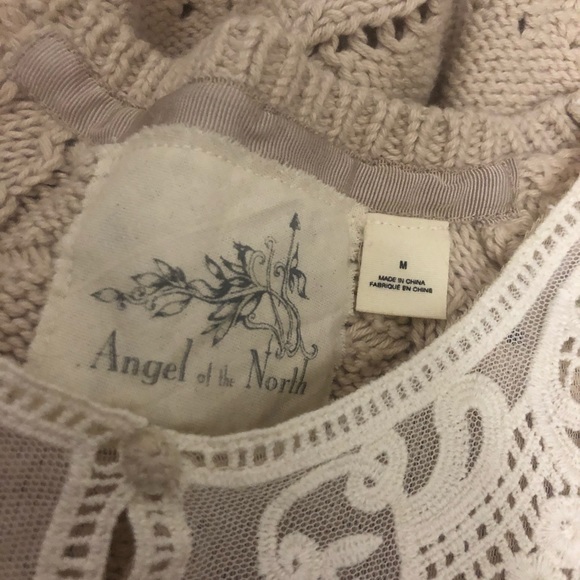 Anthropologie lace an Pom trim cable St sweater - Picture 8 of 8